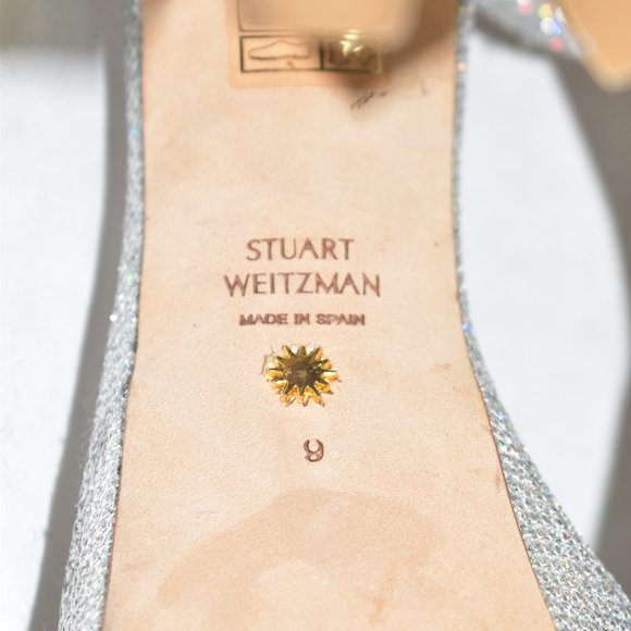 $575 STUART WEITZMAN Nudistcurve Hollywood CRYSTAL Platform Sandals 9 (PB17)